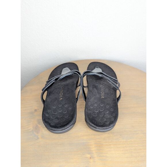 VIONIC Karley Black Sandal Size 8 Supportive Flat Dressy Comfortable Resort - Picture 7 of 9